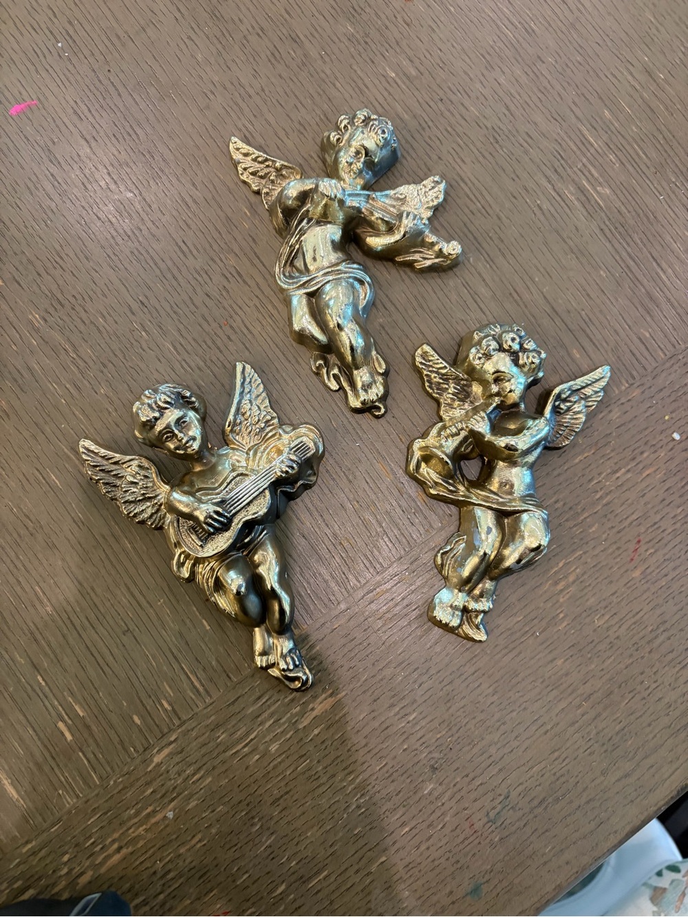 Metal Gold Cherub Wall Plaques - Set of 3